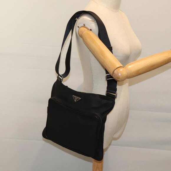 PRADA Shoulder Bag Nylon Black Auth - Picture 1 of 16